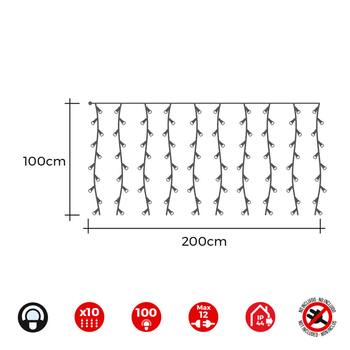 LED-gardinlys EDM 71260 Easy-Connect 1,8 W 2 x 1 m